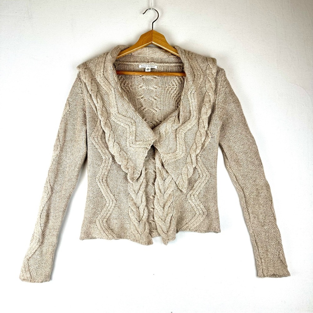 Banana Republic Long Sleeve Cable Shrug Cardigan Sweater Lambswool Blend Neutral
